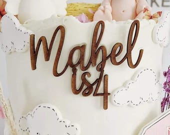 Personalised Cake Topper or Cake Charm – Custom Name & Age – Wood and Acrylic Cake Decoration – Birthday, Party Cake UK HANDMADE any colours