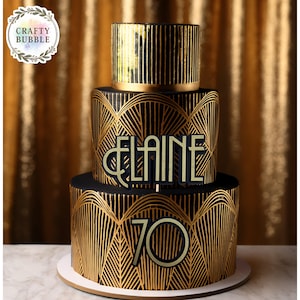 Art deco Gatsby themed cake charms or toppers. Any (Name/age) personalised birthday. Wood and acrylic not paper.quality keepsake ANY COLOURS