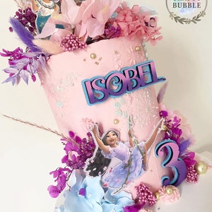 Any (Name/age) personalised birthday cake charm OR TOPPER set wood and acrylic (double layer) mo.ana style inspired