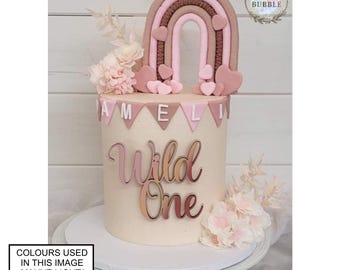 Ovanda Wild One Cake Topper Aus Holz – Tortendeko Für Den 1. Geburtstag | Boho-Stil Mit Blumen-Details Für Jungen & Mädchen