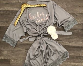 SALE-Bridesmaid robes-Bridesmaid Gifts-Custom Wedding Robes-Gift for Bride-Satin Lace Robes-Bridal Party Gift-Getting Ready Robe-Bride Robe