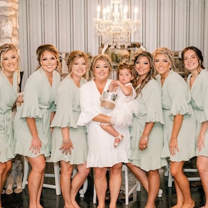 Ruffle Bridesmaid Bride Robes,Chiffon Satin Robes,Bridal Robes, Robe for Bride,Bridal Party Wedding Robes,Monogram Robes,Flower Girl Robe,