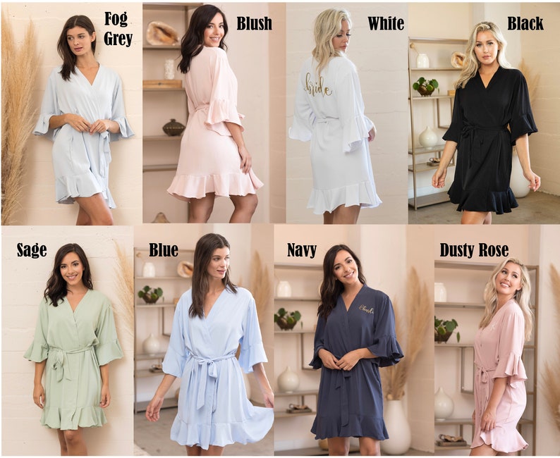 White Robe,Satin Robes,Bridal Robes Mrs Robe NEW Ruffle Bride Robe Robe for Bride,Bridal Party Robes,Flower Girl Robe Bride to Be Robe