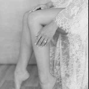 Lace Wedding Robe-Bridal Robe-Long Lace Robe with Train-Bride Robe-Bridesmaid Robe-Boudoir Robe-Robe for Bride-Maternity Robe image 10