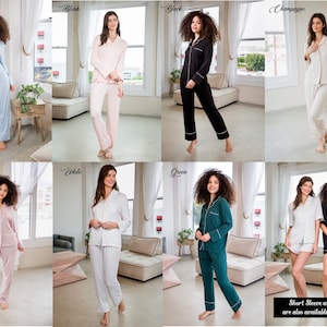 Softest Modal Cotton Like Bridesmaid Pajamas, Custom Personalize Bridal Party Pjs, Loungewear,Matching Getting Ready Silky Button Down Pants afbeelding 9