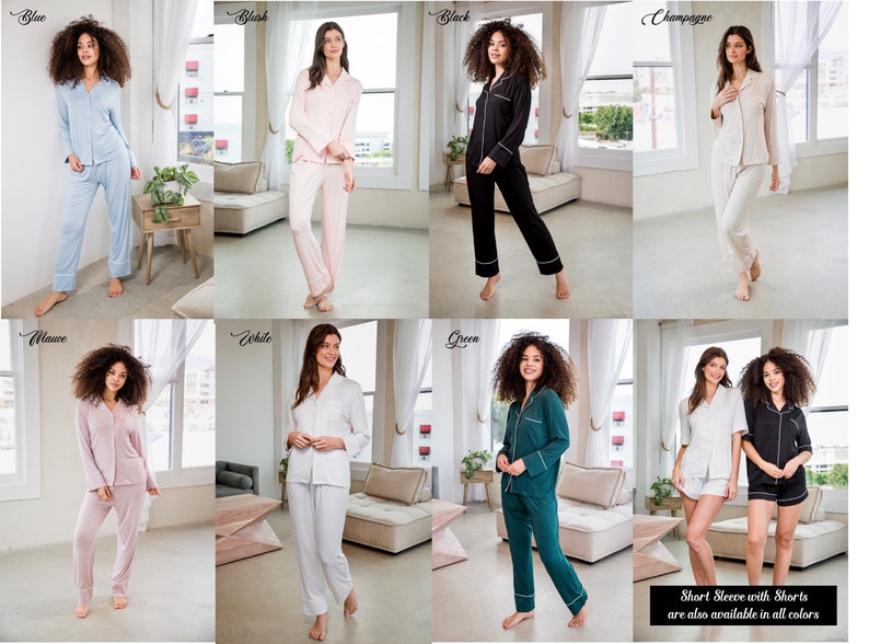 Softest Modal Cotton Like Bridesmaid Pajamas, Custom Personalize Bridal Party Pjs, Loungewear,Matching Getting Ready Silky Button Down Pants zdjęcie 9