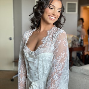 Lace Wedding Robe-Bridal Robe-Long Lace Robe with Train-Bride Robe-Bridesmaid Robe-Boudoir Robe-Robe for Bride-Maternity Robe image 6