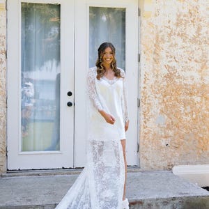 Lace Wedding Robe-Bridal Robe-Long Lace Robe with Train-Bride Robe-Bridesmaid Robe-Boudoir Robe-Robe for Bride-Maternity Robe image 7