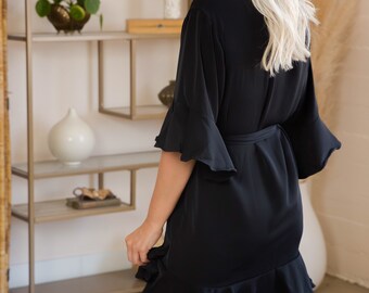 black bridal robe