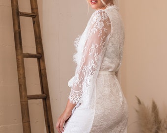 Lace Wedding Robes-Bridal Robe-Bridesmaid Robes-Bride Robe-Bridal Party Robe-Bridal Shower Gift-Gift for Bride-Lace Robe-Bridesmaid Gifts-