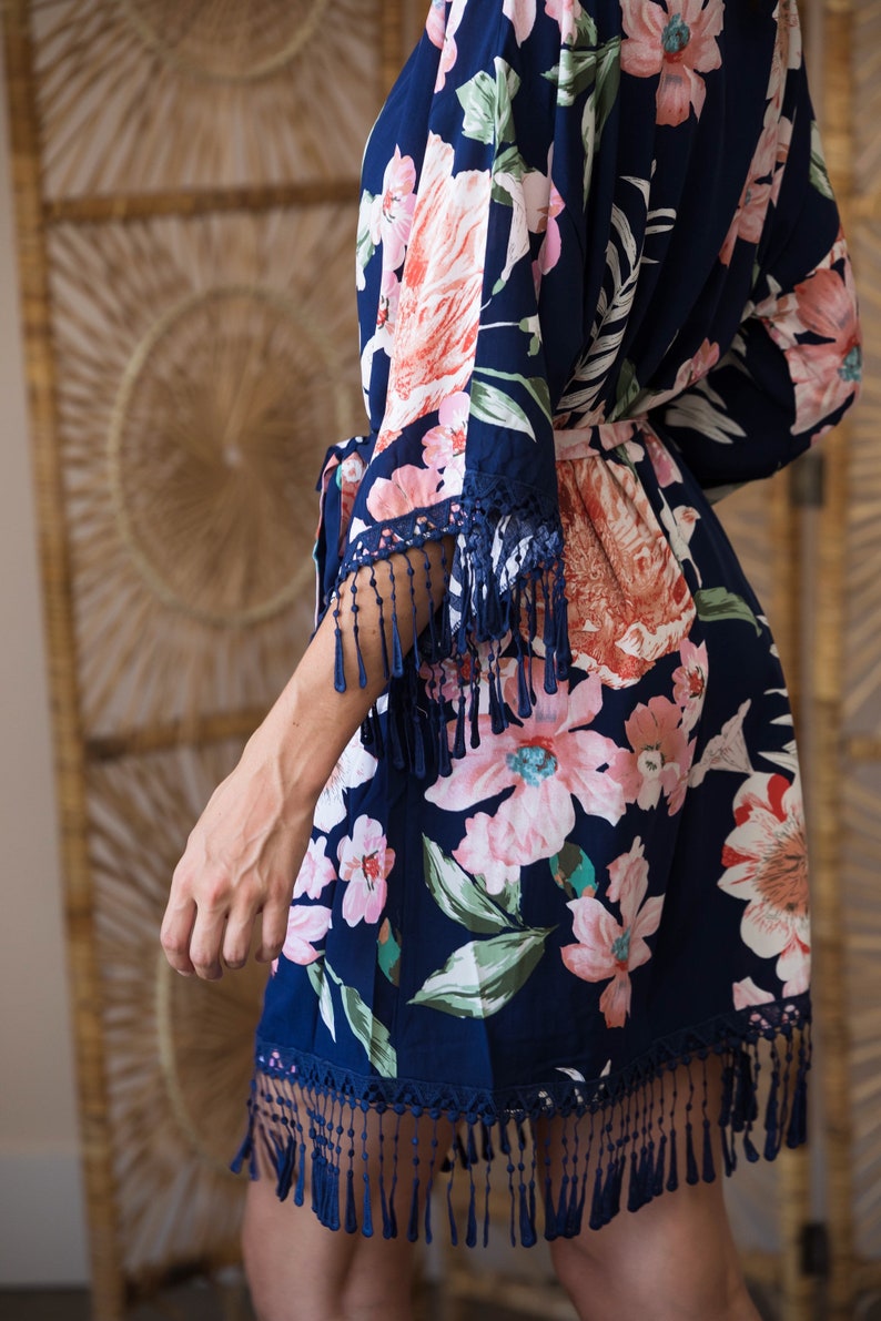 NEW Boho Floral Robes-Tassle Robes with Fringes-Cotton Robes-Bridesmaid Robes-Bridal Robes-Wedding Robes-Flower Girl Robes-Bohemian Robes