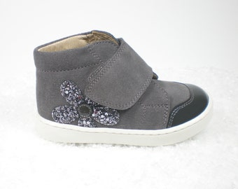 Boot girl nubuck patent leather and glitter