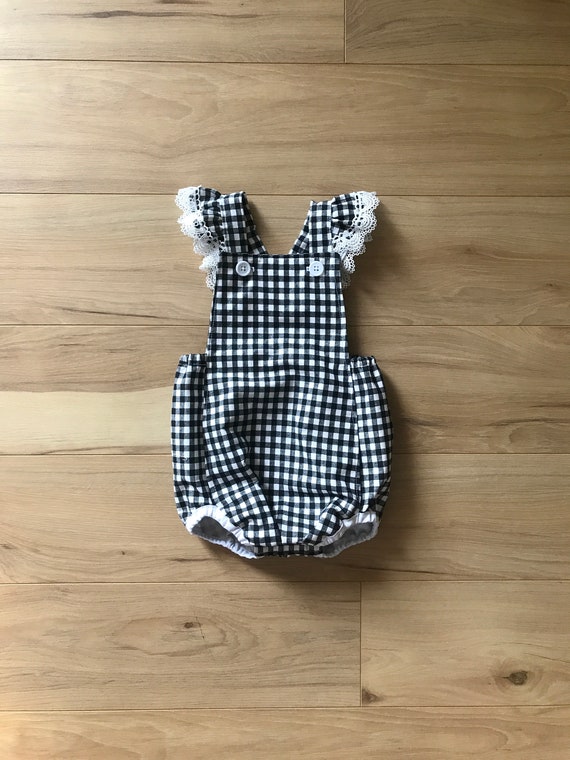 gingham romper baby girl