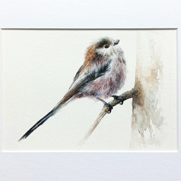 Long-tailed Tit, Watercolor Bird, Original Bird, Watercolor Painting, Original Watercolor, Watercolor Art, Original Art, Bird Art.