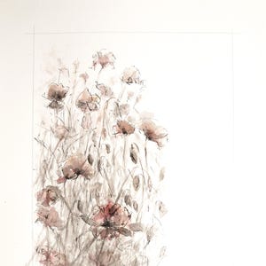 Original Drawing, Original Painting, Original Art, Plants Drawing, Plants Painting, Flowers Painting, Watercolor Plants, Ink Painting