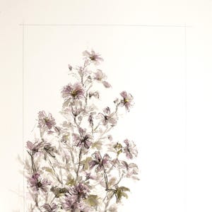 Flowers Painting, Plants Drawing, Original Art, Plants Painting,  Original Ink Drawing, Watercolor Plants, Ink Painting, Unique Gift