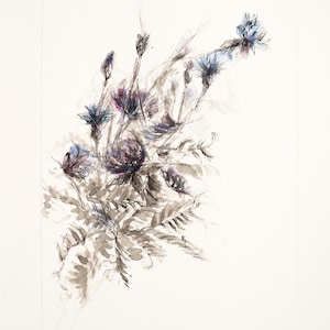 Plants Drawing, Original Art, Plants Painting, Flowers Painting, Original Ink Drawing, Watercolor Plants, Original Art, Unique Gift