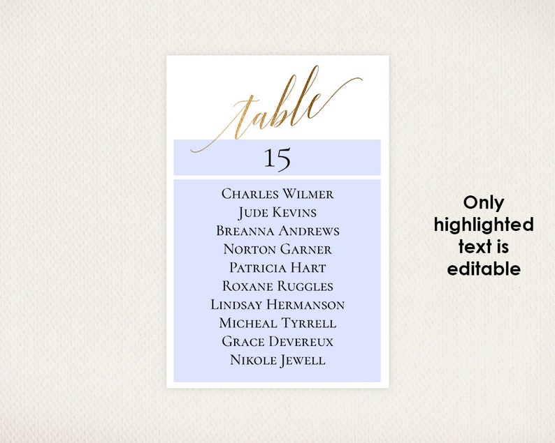 Seating Chart Template Editable PDF Gold Wedding Seating Chart Cards 4 x 6 Gold Wedding Table Plan DIY Seating Plan Cards A1GO
