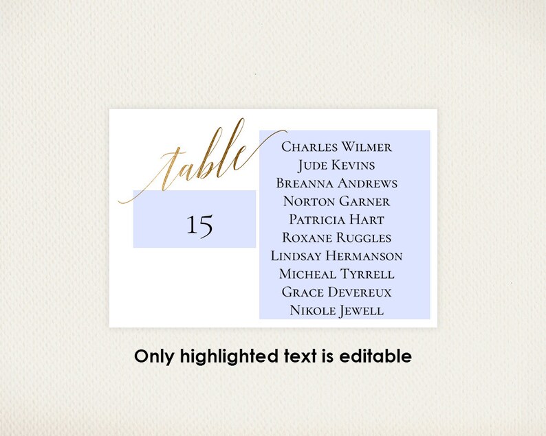 Seating Chart Template Editable PDF Gold Wedding Seating Chart Cards 4 x 6 Gold Wedding Table Plan DIY Seating Plan Cards A1GO