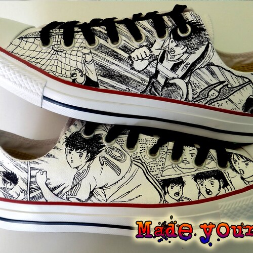 Black and white - gray style shops - comic custom canvas shoes handpainted hadmade Converse Chuck Taylor