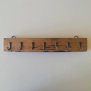 Oak key rack - made from whiskey barrel staves