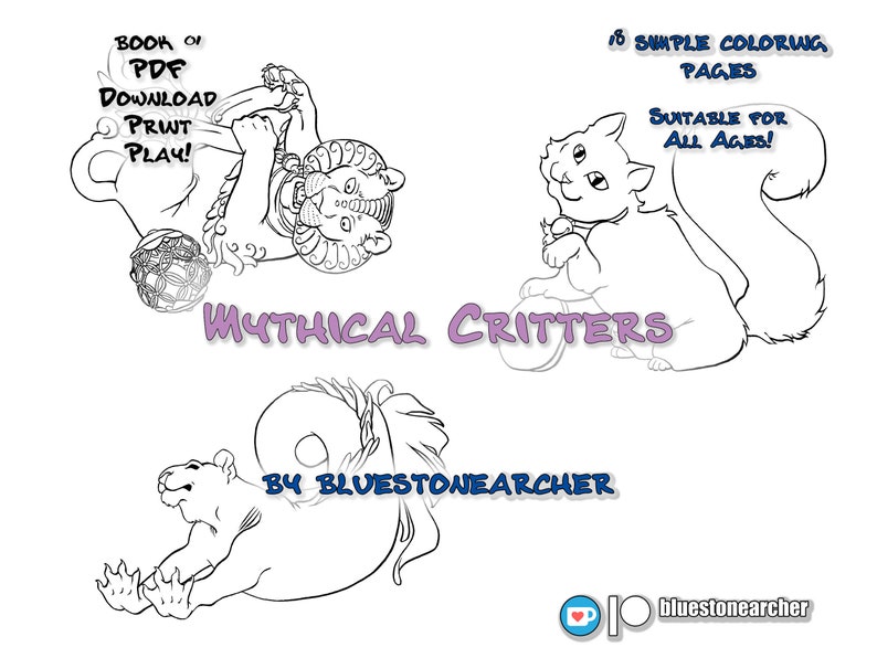 Mythical Critters Kid Friendly, Downloadable Pdf print at Home Simple