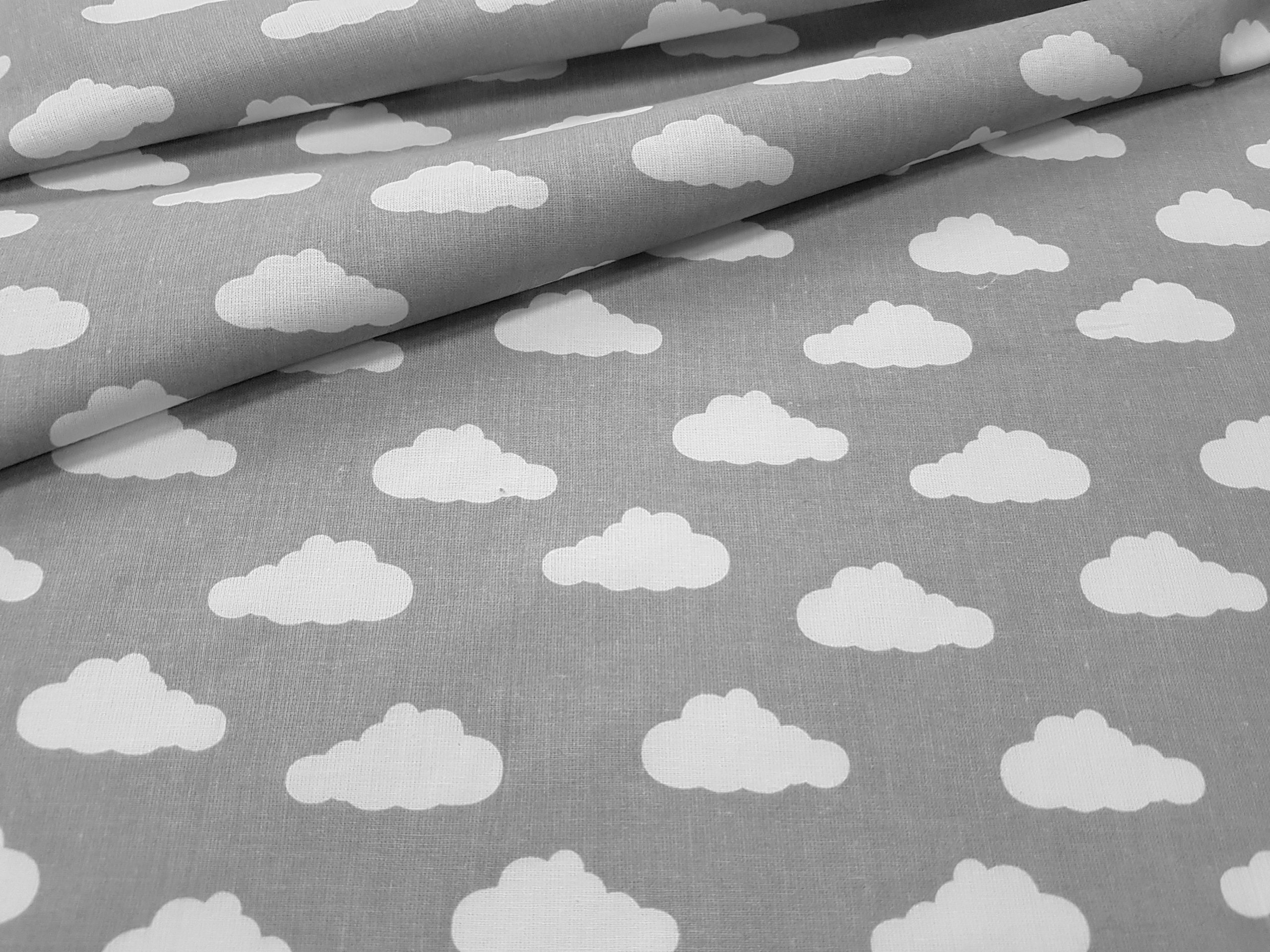 Beautifulwide Width 160cm Grey Clouds Fabric 100 Printed Etsy UK