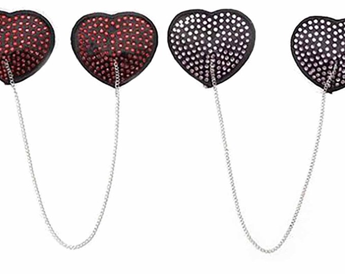 Heart with Chain Pasties - Nipple Shields - Sun burn protectors - Perfect for going topless in the pool or when boating on the lake