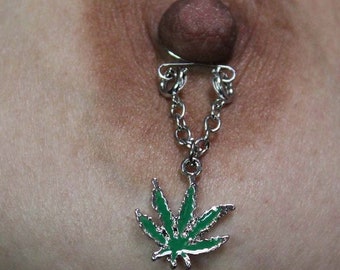 Pot Leaves Non Piercing Adjustable Nipple Jewelry Rings