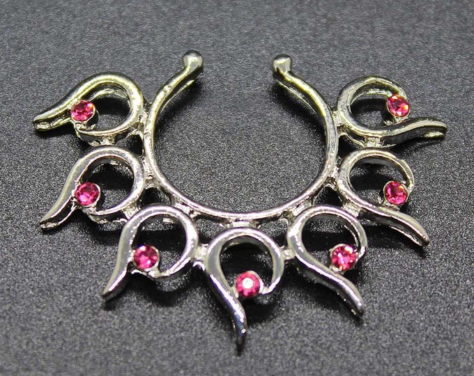 Queen of the Nines Rhinestone Nipple Jewelry - Non Piercing Nipple Shield - Silver/Pink