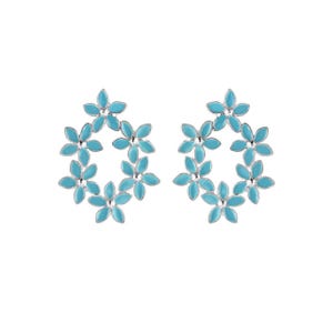 Forget Me Not Flower Drop Earrings, Silver, Handmade Earring, Forget Me Not Jewelry, Gift for Love, Birthday Gift, Valentine&#39;s day, Gift