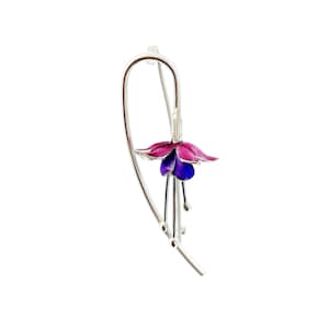 Single Fuchsia Branch Brooch, Fuchsia Flower Jewellery, Mothers Day Gift, Valentine&#39;s Day Gift, Birthday Gift, Unique Design, Silver Brooch