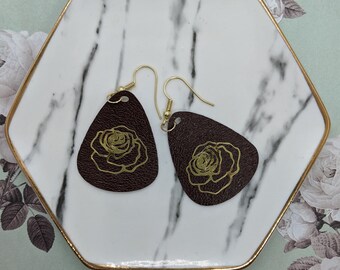 Tear drop rose earring