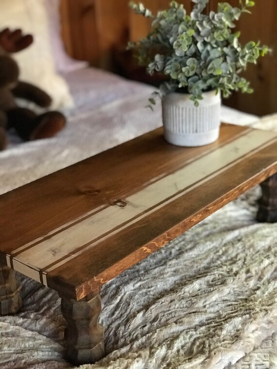 Ticking Stripe Hand Painted Bed Table Lap Table Farmhouse Etsy