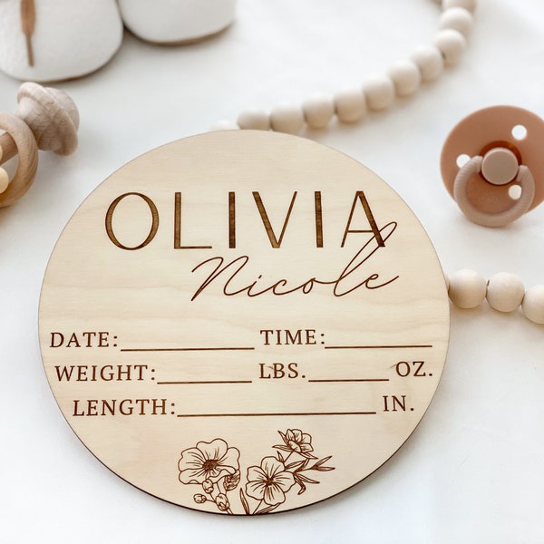 Newborn Birth Stat Sign | Baby Stats Plaque | Birth Announcement Sign with Birth Stats | Newborn Photo Prop