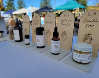 Market Display Stand with CUSTOM Logo, Brand and Product Information for Samples or Farmer&#39;s Markets, Retail, Social Media and Craft Fairs