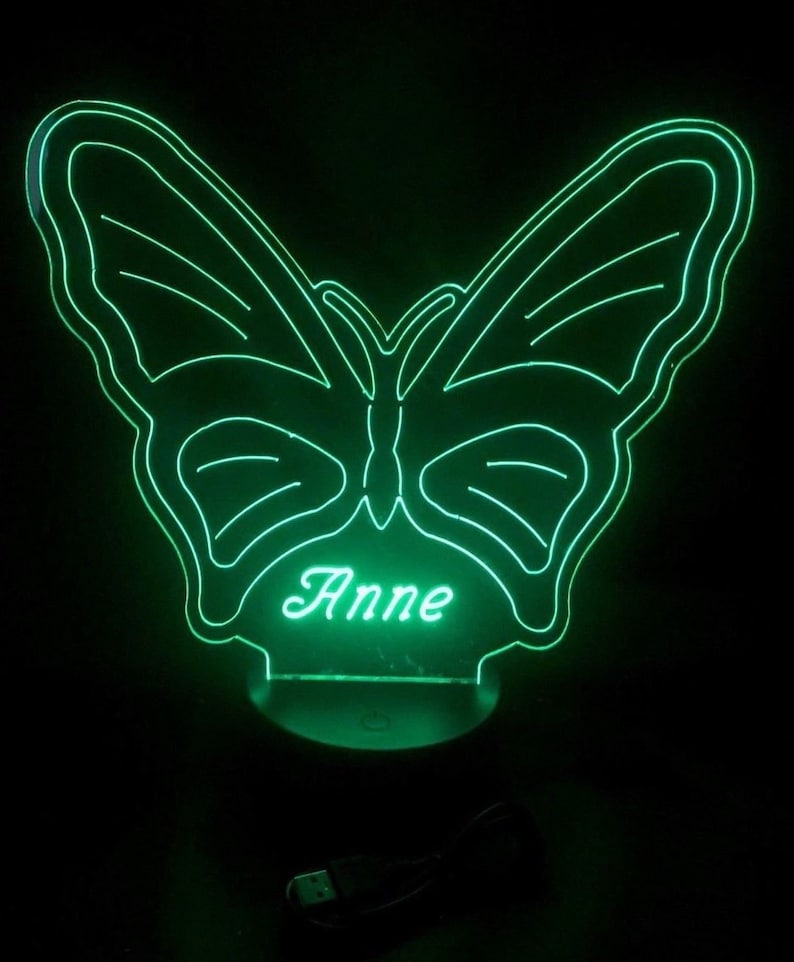 Butterfly Lamp LED Light Up Night Light With Remote and Personalized Free Engraved Butterfly Table Lamp with 16 Color Options and Dimmer