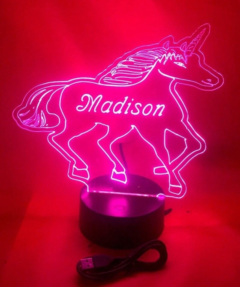 Unicorn Light Up Lamp Led Personalized Free Engraved Image 0