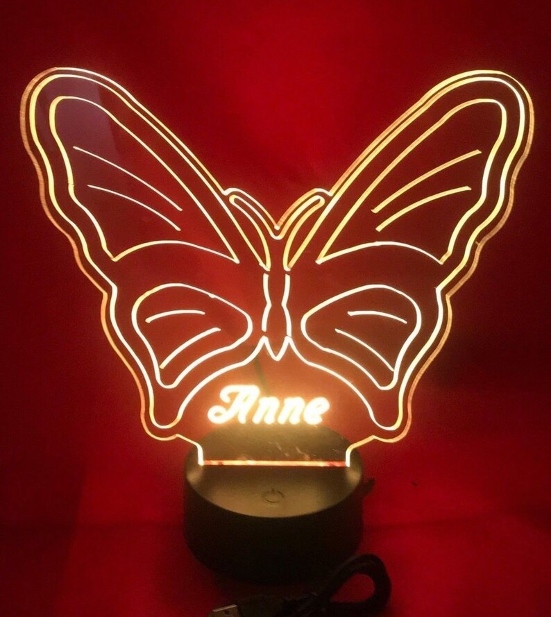 Butterfly Lamp LED Light Up Night Light With Remote and Personalized Free Engraved Butterfly Table Lamp with 16 Color Options and Dimmer
