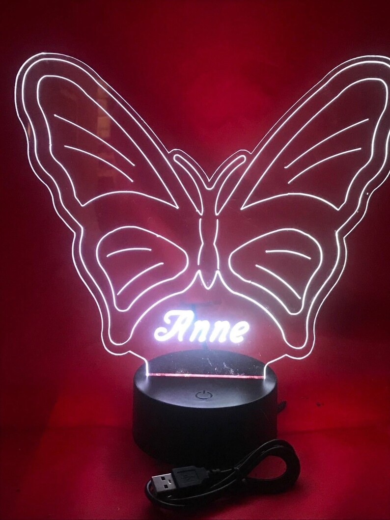 Butterfly Lamp LED Light Up Night Light With Remote and Personalized Free Engraved Butterfly Table Lamp with 16 Color Options and Dimmer