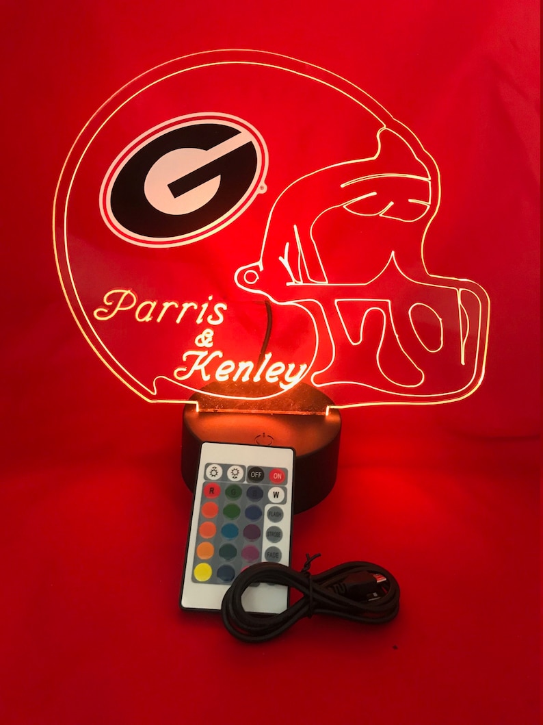 16 Colors University of Georgia Bulldogs NCAA Light Up Lamp LED Personalized Free Engraved College Bulldogs Football Table Lamp With Remote