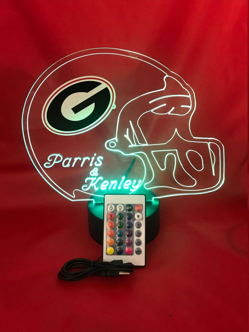 16 Colors University of Georgia Bulldogs NCAA Light Up Lamp LED Personalized Free Engraved College Bulldogs Football Table Lamp With Remote