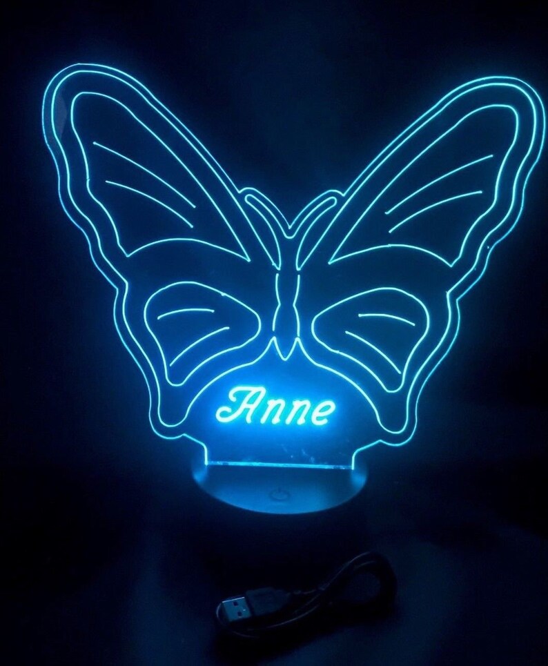 Butterfly Lamp LED Light Up Night Light With Remote and Personalized Free Engraved Butterfly Table Lamp with 16 Color Options and Dimmer