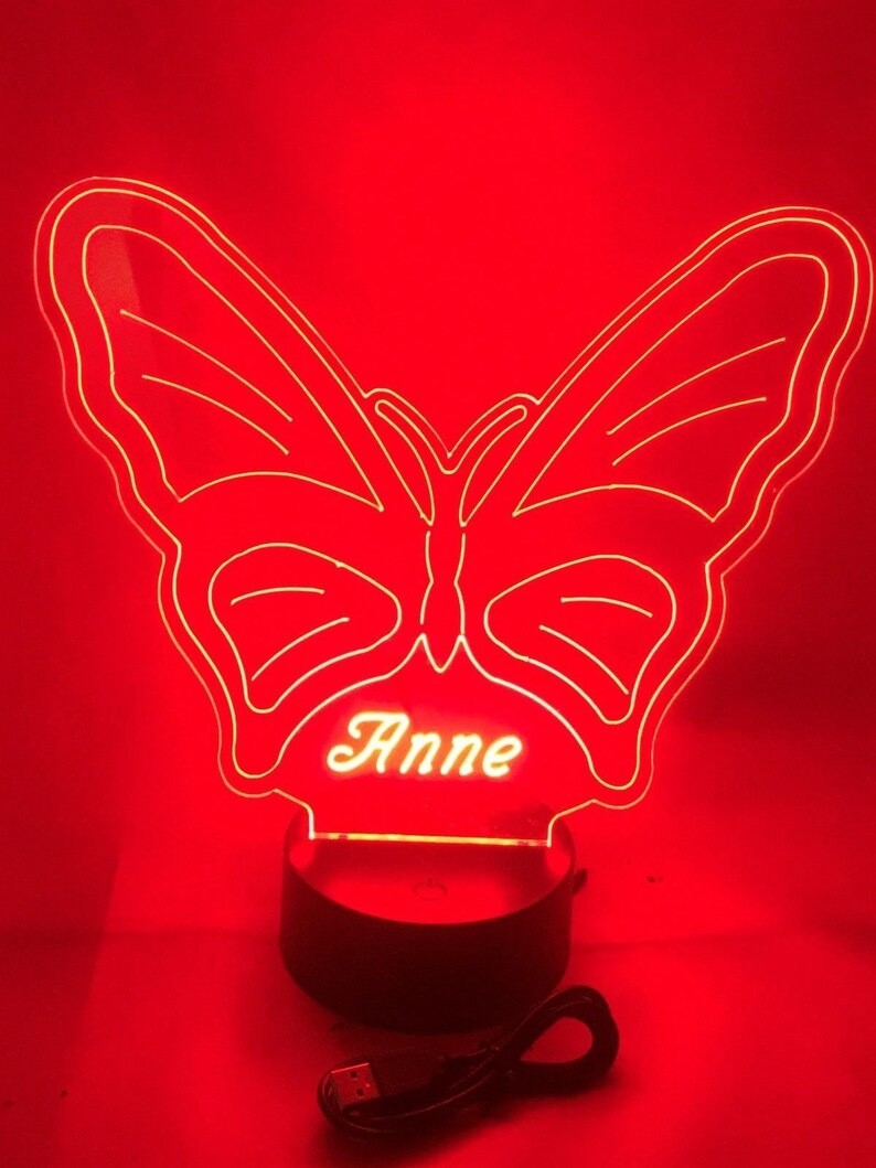 Butterfly Lamp LED Light Up Night Light With Remote and Personalized Free Engraved Butterfly Table Lamp with 16 Color Options and Dimmer