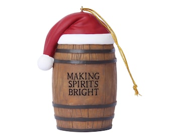 Bourbon Barrel Making Spirits Bright Ornament - Bourbon Trail - Whiskey Ornament -  Bourbon Gift Ideas - Christmas Gift - Bourbon Ornament