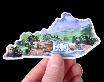Kentucky State Hiking Waterfall Sticker - Welcome Stickers - Gift Ideas - Greetings Sticker - Kentucky Sticker - Kentucky Decal - Car Decals