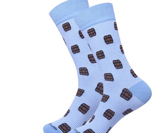 Bourbon Barrel Stripe Socks Blue - Bourbon Sock - Boyfriend Gift - Husband Gift - Whiskey Socks - Funny Sock - Holiday Gift - Cozy Socks