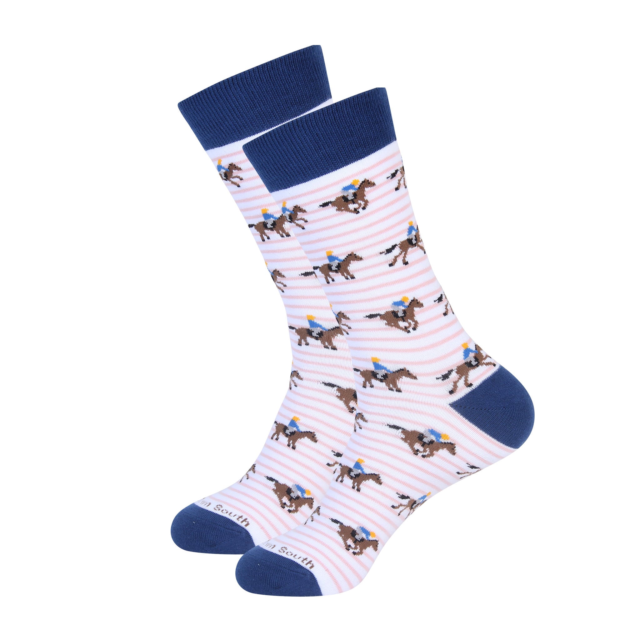 Derby Racing Horses Striped Socks - 2024 Derby - Derby Party Favor - Derby Day Attire - Kentucky Horse Racing Gifts - Derby Hostess Gift