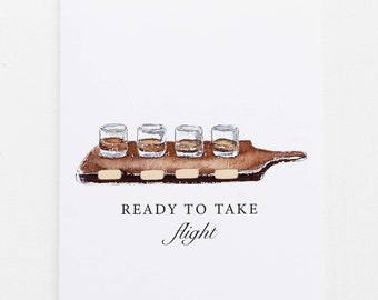 Bourbon Flug Grußkarte Bereit zum Flug - Ehemann Grußkarte - Freund Geburtstagskarte - Freundin Geschenkkarte - Lustiger Alkohol
