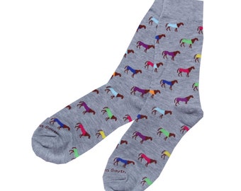Multi Color Horse Socks - Boyfriend Gift - Husband Gift - Whiskey Socks - Fun Socks - Funny Socks - Holiday Gift - Kentucky Socks